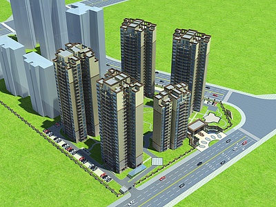 高层住宅小区3d模型3d模型