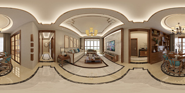 新中式客厅全景模型