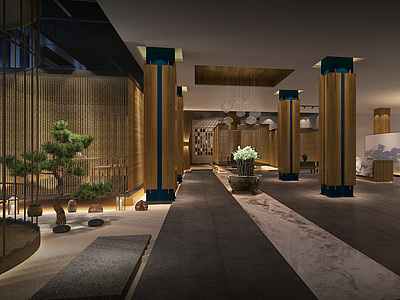 中式大厅整体模型