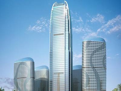城市景观建筑鸟瞰3d模型效整体模型