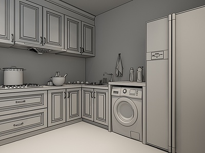 北欧简约厨房3d模型