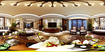 中式客厅全景模型
