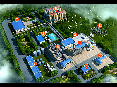 燃机电厂鸟瞰图3d模型整体模型