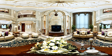 欧式客厅全景模型