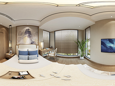 中式卧室全景3d模型3d模型