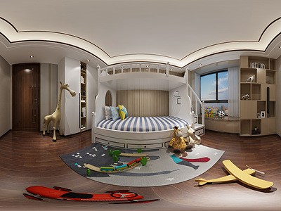 中式全景卧室整体全景模型