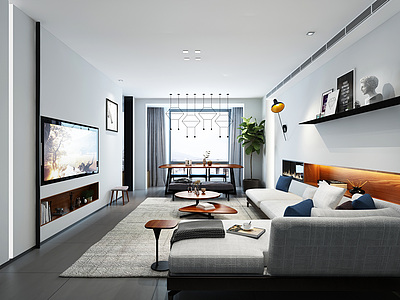 现代简约家装客厅3d模型
