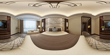 新中式卧室全景模型