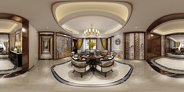 新中式客餐厅全景模型