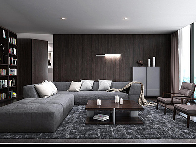 现代风格客厅3d模型