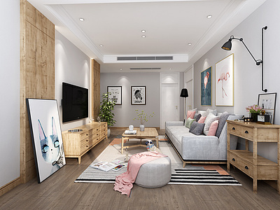 现代风格客厅卧室组合3d模型3d模型