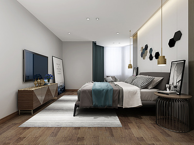 现代风格卧室整体模型