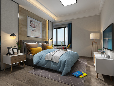 现代风格卧室3d模型