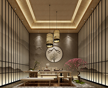 新中式茶室家装模型
