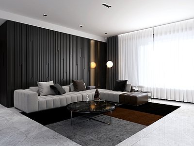现代沙发组合整体模型