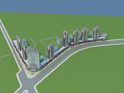 新中式商业酒店建筑整体模型