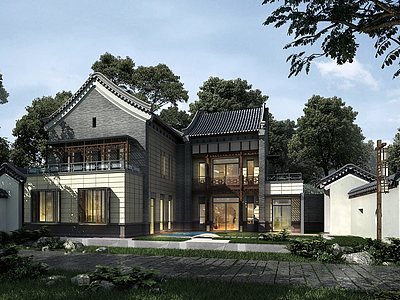 中式别墅整体模型