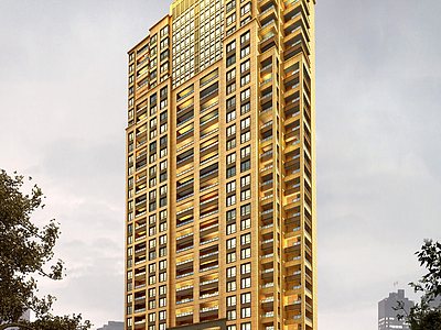 金黄色大楼3d模型