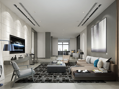 现代风格的客厅3d模型