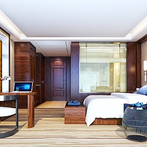 现代酒店客房标间卫生间整体模型