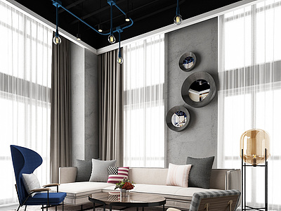 现代客厅沙发组合3d模型3d模型
