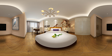 现代北欧卧室宾馆套房全景模型