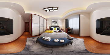 新中式卧室全景模型