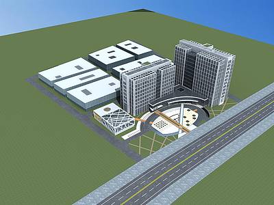 厂房及办公楼3d模型