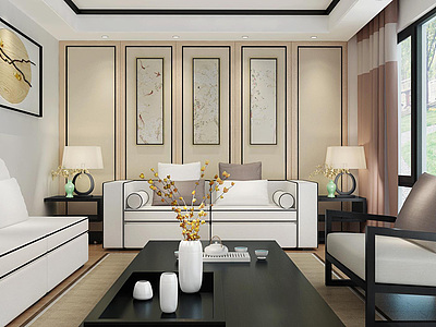 新中式客厅沙发椅子组合3d模型3d模型