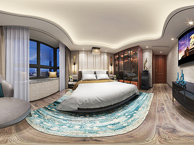 现代酒店卧室整体模型