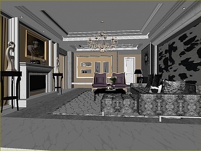 欧式客厅整体模型