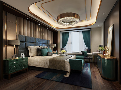 现代奢华卧室整体模型