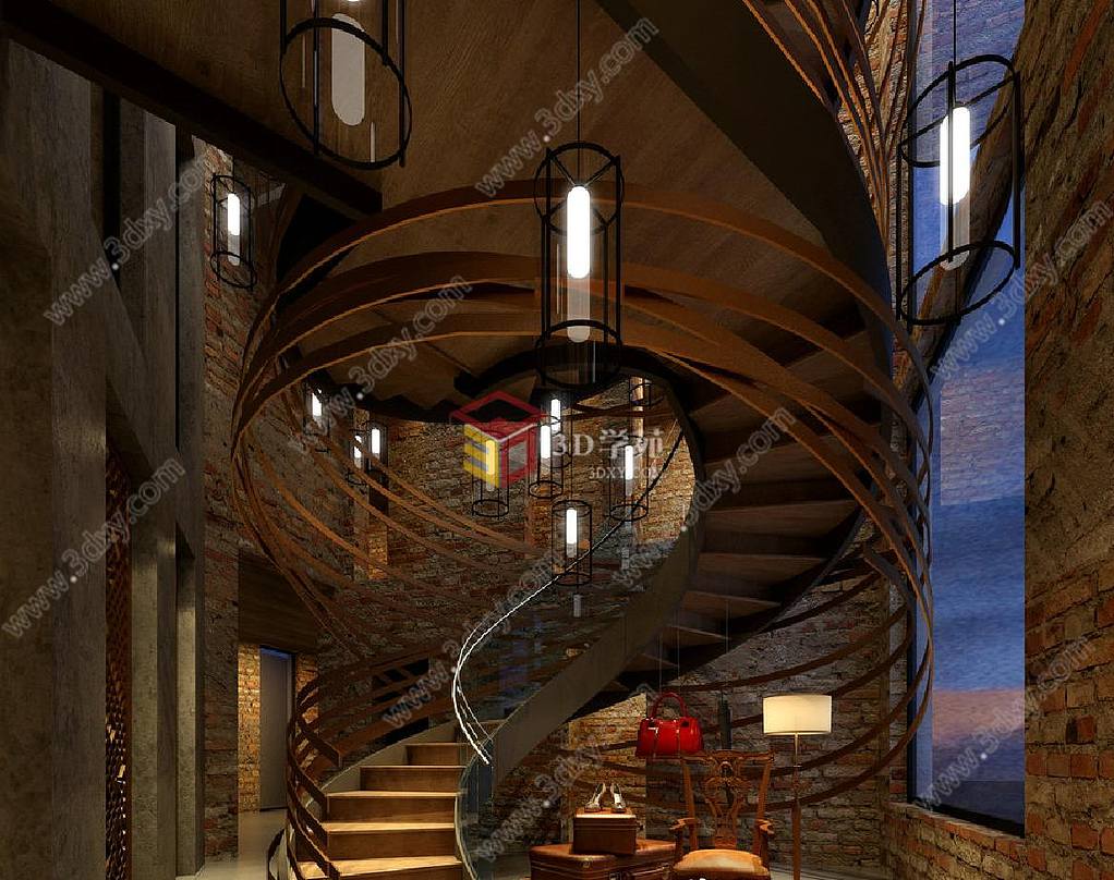 酒店楼梯3D模型