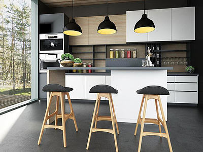 现代北欧厨房吧台椅3d模型3d模型