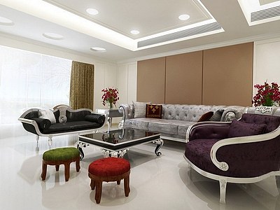 新古典简欧沙发组合3d模型