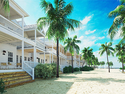 海滩酒店3d模型