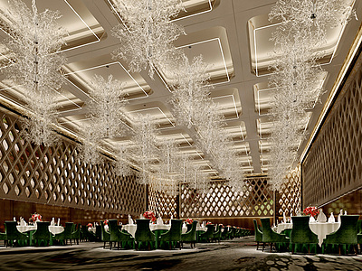 现代豪华宴会厅整体模型