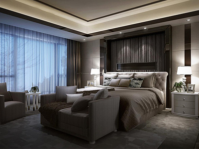 卧室欧式床具床头柜3d模型3d模型