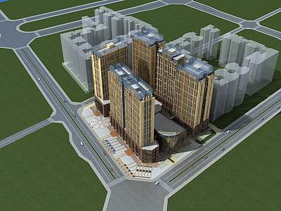 高层商业住宅整体模型