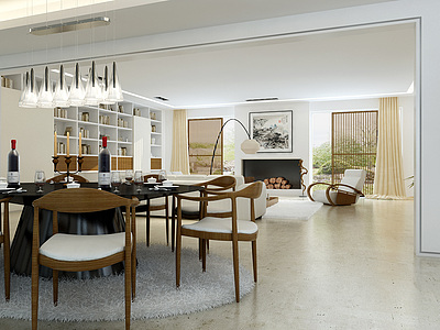 现代风格客厅整体模型