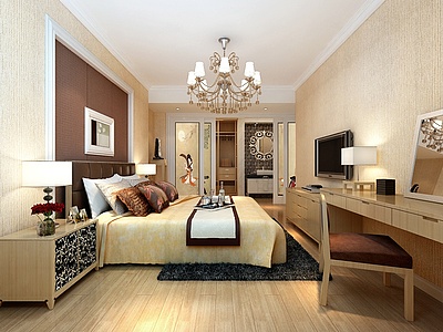 现代欧式卧室整体模型