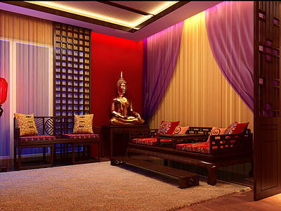 中式客厅3d模型