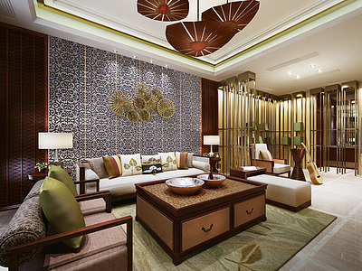 新中式风格客厅整体模型