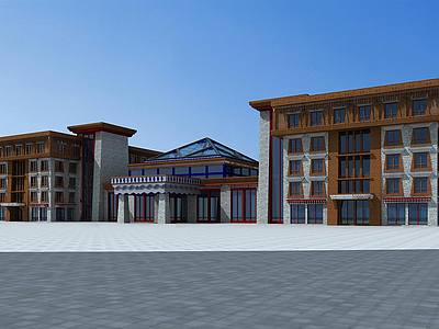 藏式酒店整体模型